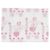 Grand Sac Cadeau Baby shower Coeurs roses (Dos)