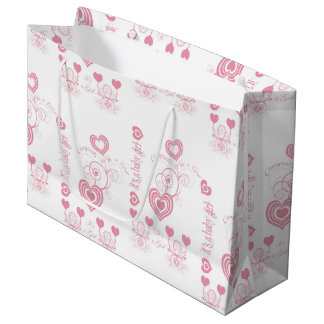 Grand Sac Cadeau Baby shower Coeurs roses