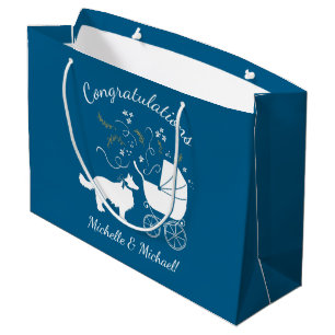 Grand Sac Cadeau Baby shower Collie frontalier