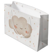 Grand Sac Cadeau Baby shower d'aquarelle beige (Dos Angle)