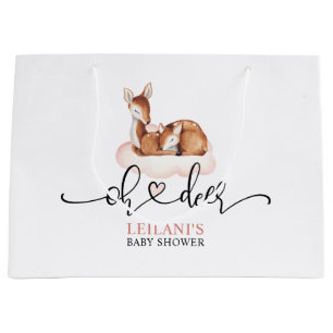 Grand Sac Cadeau Baby shower d'aquarelle rose Cloud Oh Deer