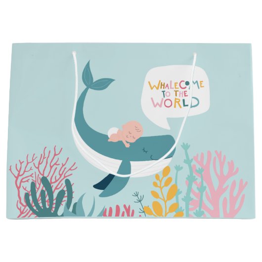 Grand Sac Cadeau Baby shower de baleine (Devant)