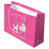 Grand Sac Cadeau Baby shower de caniche rose (Devant Angle)
