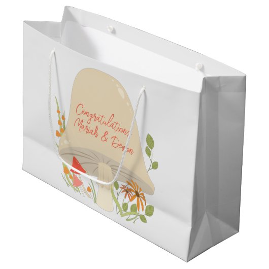 Grand Sac Cadeau Baby shower de champignons des bois (Devant Angle)