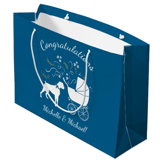 Grand Sac Cadeau Baby shower de chien de boxe (Dos Angle)