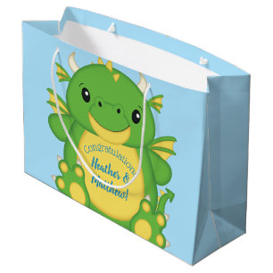Grand Sac Cadeau Baby shower de dragon bleu