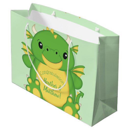 Grand Sac Cadeau Baby shower de dragon vert (Dos Angle)