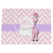 Grand Sac Cadeau Baby shower de girafe rose (Devant)