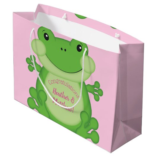 Grand Sac Cadeau Baby shower de grenouille rose (Dos Angle)