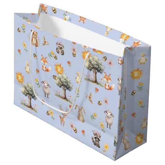 Grand Sac Cadeau Baby shower de la faune forestière (Devant Angle)