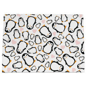 Grand Sac Cadeau Baby shower de pingouin rose (Devant)