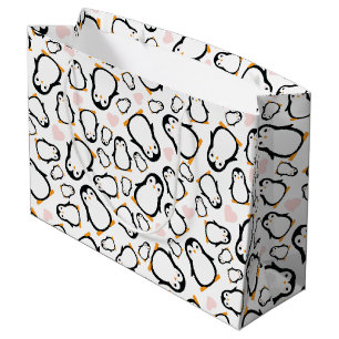 Grand Sac Cadeau Baby shower de pingouin rose