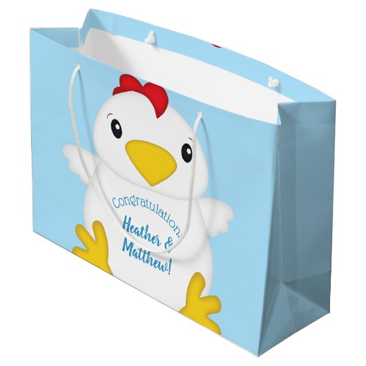 Grand Sac Cadeau Baby shower de poulet Blue Boy (Dos Angle)