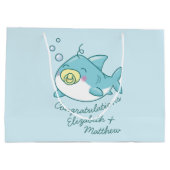 Grand Sac Cadeau Baby shower de requin mignon Kawaii (Dos)