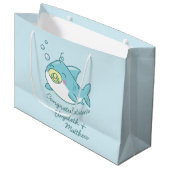 Grand Sac Cadeau Baby shower de requin mignon Kawaii (Devant Angle)