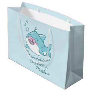 Grand Sac Cadeau Baby shower de requin mignon Kawaii fille rose