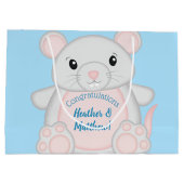 Grand Sac Cadeau Baby shower de souris bleu (Dos)