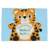 Grand Sac Cadeau Baby shower de tigre bleu (Dos)