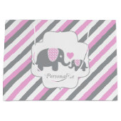 Grand Sac Cadeau Baby shower des éléphants blancs, roses et gris (Devant)