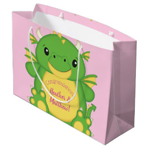 Grand Sac Cadeau Baby shower Dragon rose