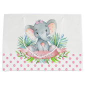 Grand Sac Cadeau Baby shower Eléphant fille (Devant)
