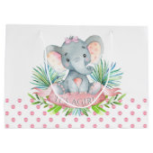 Grand Sac Cadeau Baby shower Eléphant fille (Dos)