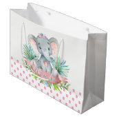 Grand Sac Cadeau Baby shower Eléphant fille (Devant Angle)