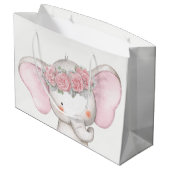 Grand Sac Cadeau Baby shower Eléphant fille (Dos Angle)