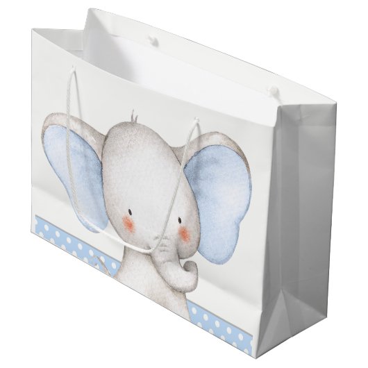 Grand Sac Cadeau Baby shower éléphant garçon (Devant Angle)