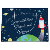 Grand Sac Cadeau Baby shower Espace Extérieur Bouteille Fusée Navir (Devant)