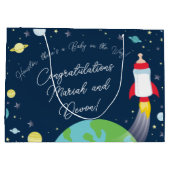 Grand Sac Cadeau Baby shower Espace Extérieur Bouteille Fusée Navir (Dos)