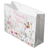 Grand Sac Cadeau Baby shower floral de papillon rose profond du pri (Devant Angle)