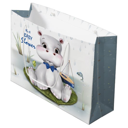 Grand Sac Cadeau Baby shower hippo (Devant Angle)