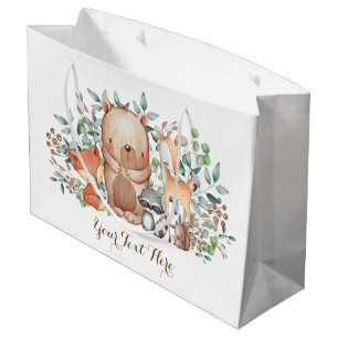 Grand Sac Cadeau Baby shower lunatique d'animaux de forêt de régi