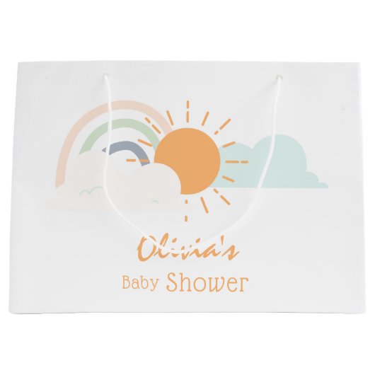 Grand Sac Cadeau Baby shower minimal Pastel (Devant)