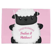 Grand Sac Cadeau Baby shower mouton rose (Dos)