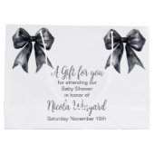 Grand Sac Cadeau Baby shower noir Coquette Bow (Dos)
