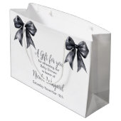 Grand Sac Cadeau Baby shower noir Coquette Bow (Dos Angle)