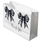 Grand Sac Cadeau Baby shower noir Coquette Bow (Devant Angle)