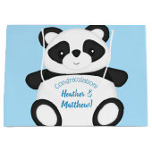 Grand Sac Cadeau Baby shower Ours Panda Bleu (Devant)
