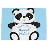 Grand Sac Cadeau Baby shower Ours Panda Bleu (Dos)
