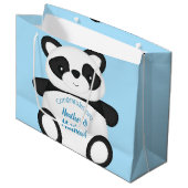 Grand Sac Cadeau Baby shower Ours Panda Bleu (Devant Angle)