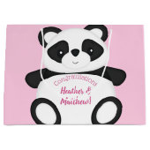 Grand Sac Cadeau Baby shower Ours Panda Rose (Devant)