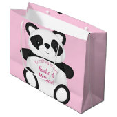 Grand Sac Cadeau Baby shower Ours Panda Rose (Devant Angle)