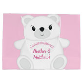Grand Sac Cadeau Baby shower Ours rose (Dos)