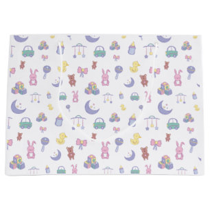 Grand Sac Cadeau Baby shower Pastel neutre pour les femmes