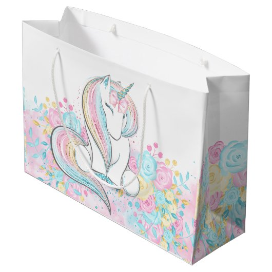 Grand Sac Cadeau Baby shower Pastel Unicorn (Dos Angle)