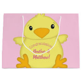 Grand Sac Cadeau Baby shower rose (Devant)