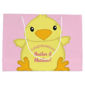 Grand Sac Cadeau Baby shower rose (Dos)