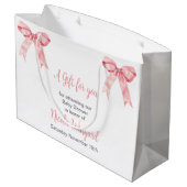 Grand Sac Cadeau Baby shower rose Coquette Bow (Dos Angle)